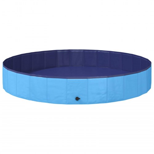 Foldbar hundepool - blå Ø200 × 30 cm i tykt PVC