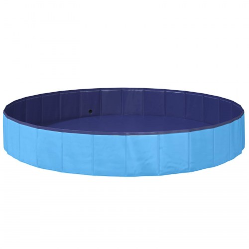 Foldbar hundepool - blå Ø200 × 30 cm i tykt PVC