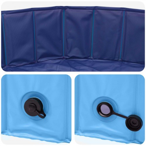 Foldbar hundepool - blå Ø200 × 30 cm i tykt PVC
