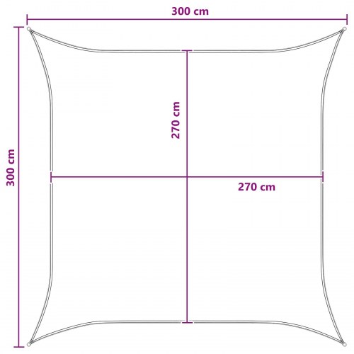 Solsejl firkantet 3 x 3 m HDPE - lys grå og hvid