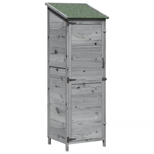Have skur i massivt fyrretræ - grå 59,5 × 56 × 176,5 cm med skråt asfalt-tag