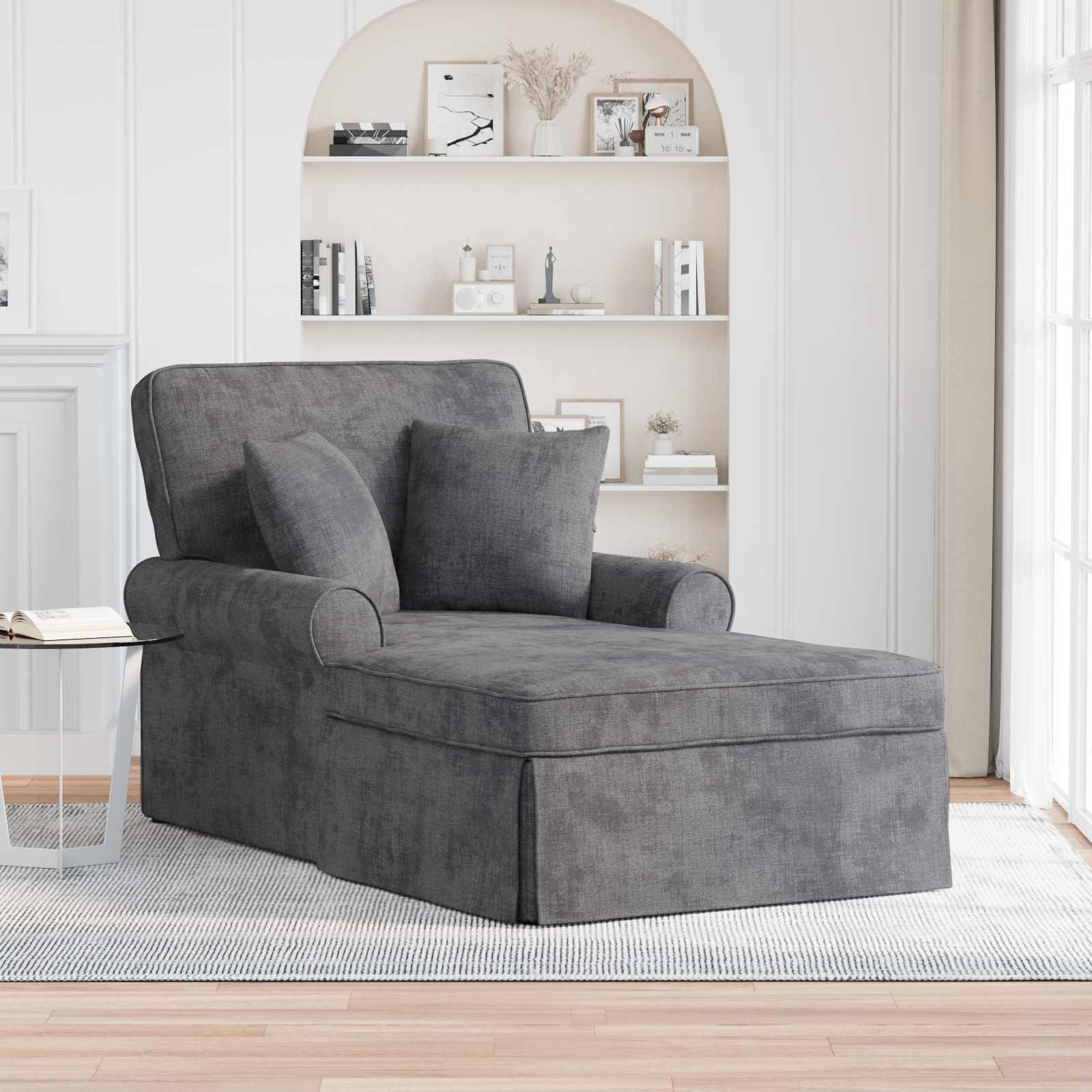 Chaise lounge med volant - mørkegrå 157 × 91 × 91 cm ARES