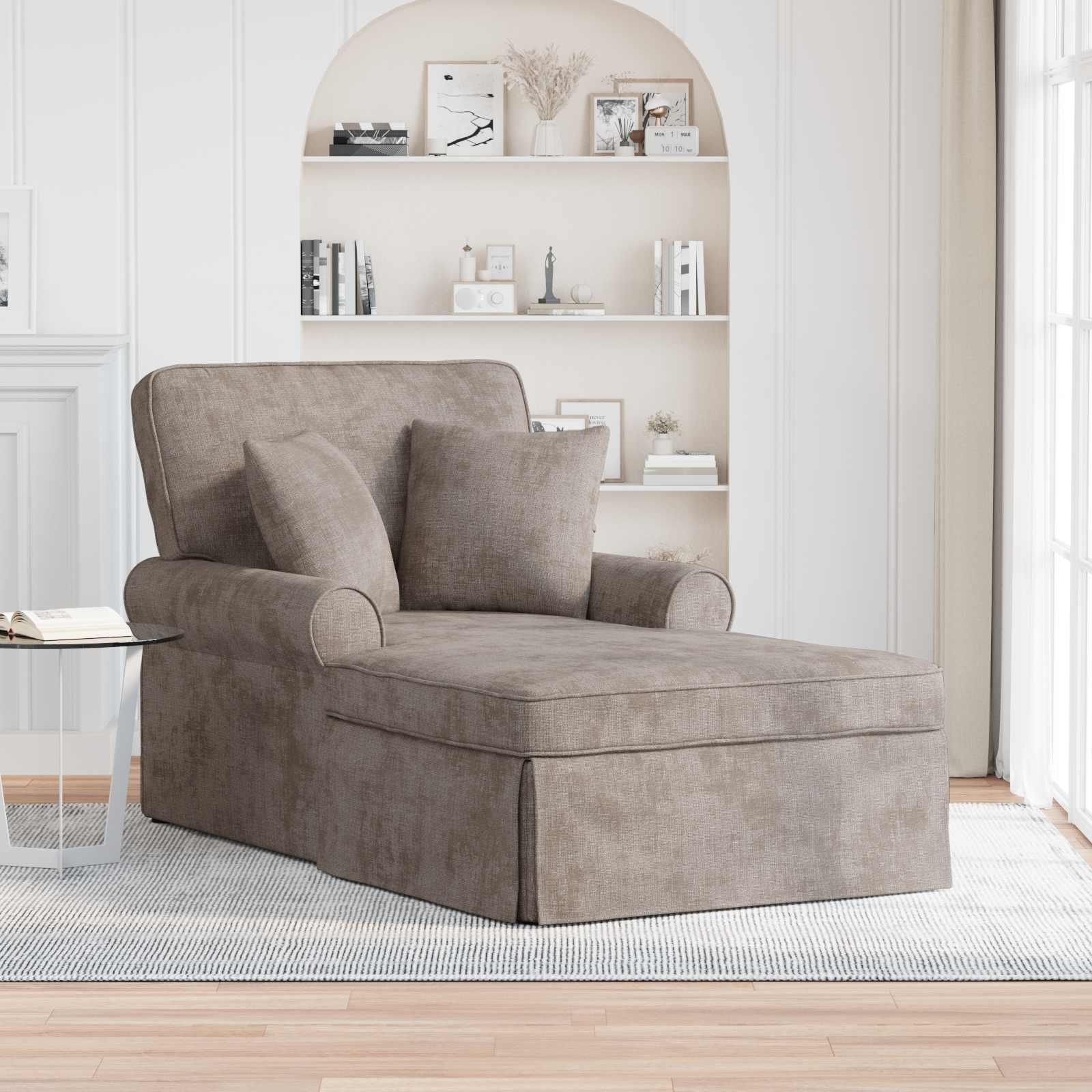 Chaise lounge med volant - sandfarvet 157 × 91 × 91 cm ARES