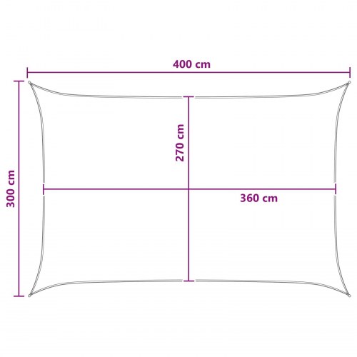 Solsejl rektangulært 3 x 4 m HDPE - blå og hvid