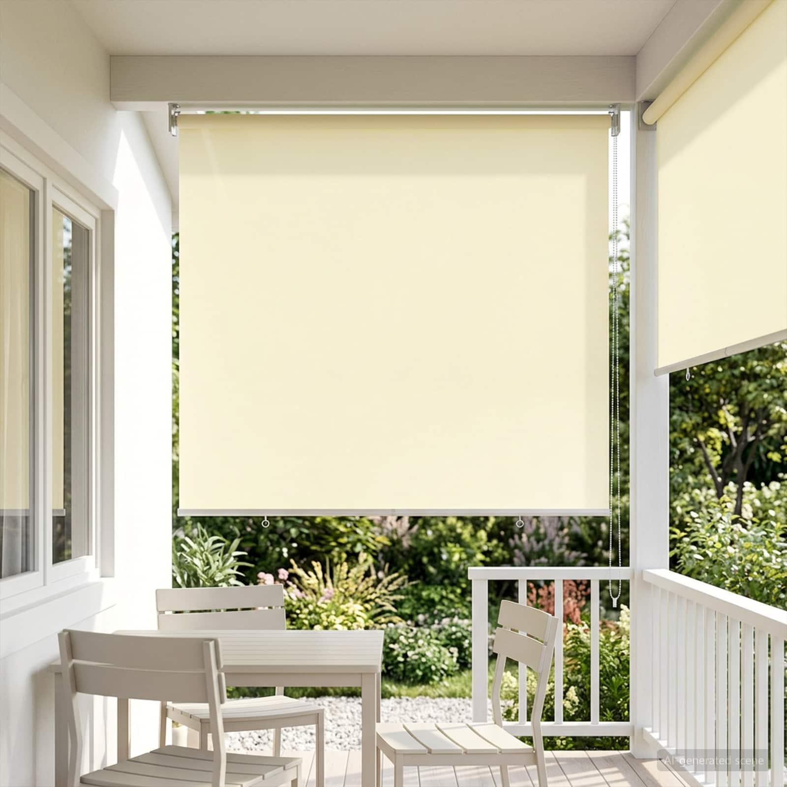 Rullegardin UV-beskyttelse Cremefarvet 100 x 230 cm Polyester