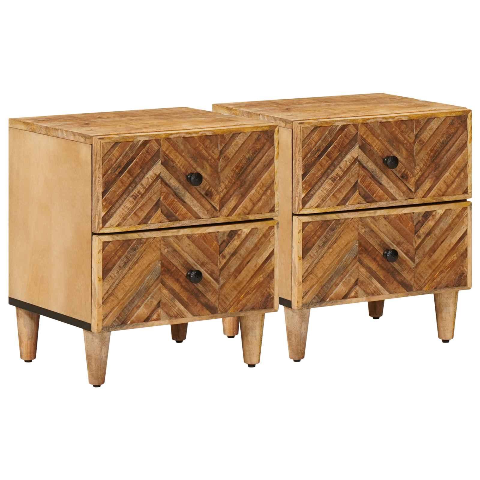 Sengebord 2 stk Brun 40 x 33,5 x 46 cm Massivt mangotræ