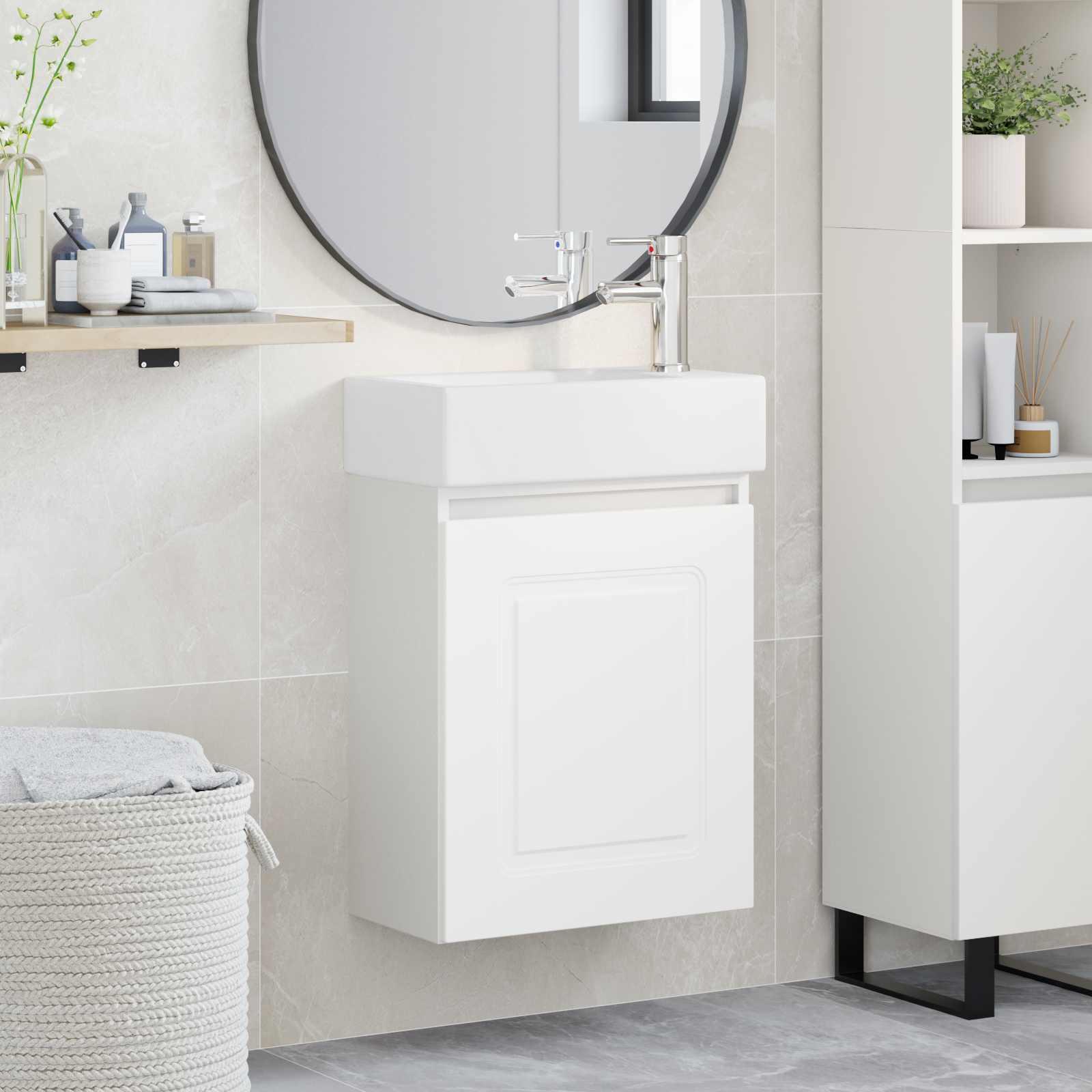 Badeværelses Vanity-enhed med Armatur Hvid 45,5 x 22,5 x 84 cm