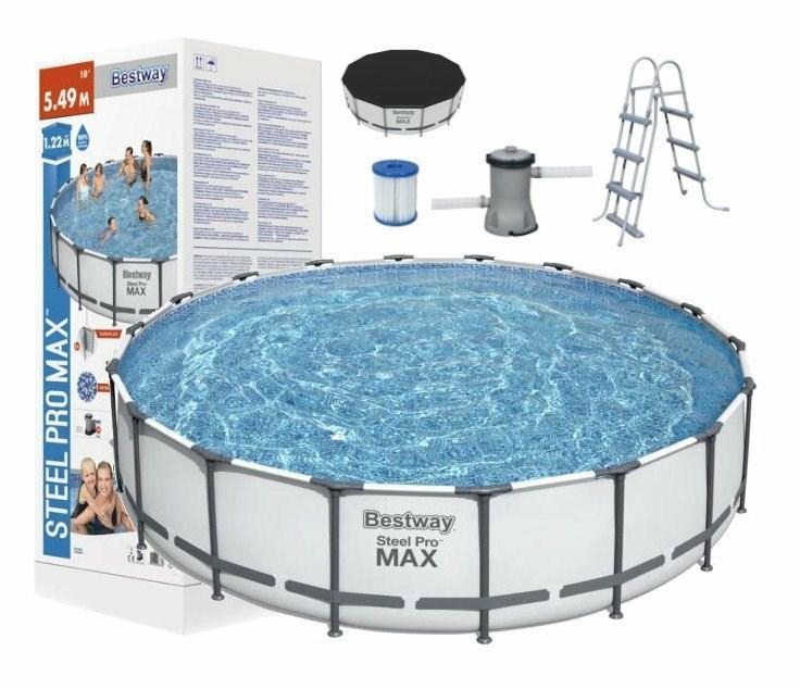 Bestway Steel Pro MAX rund stålramme-pool - 5,49 m × 1,22 m billede