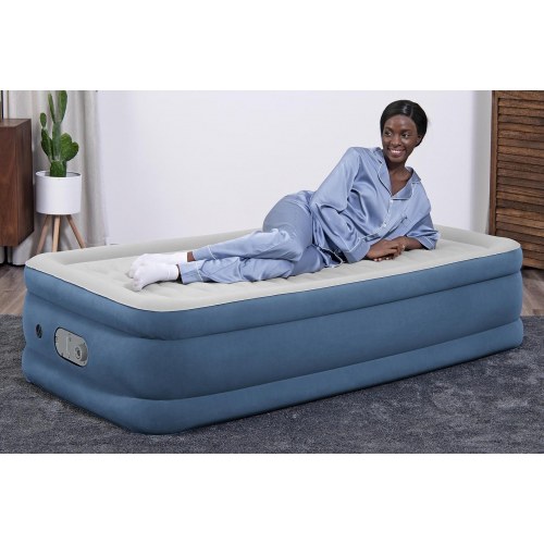 Bestway AlwayzAire luftmadras - Twin enkeltmadras med indbygget dobbeltpumpe, 191 × 97 × 46 cm