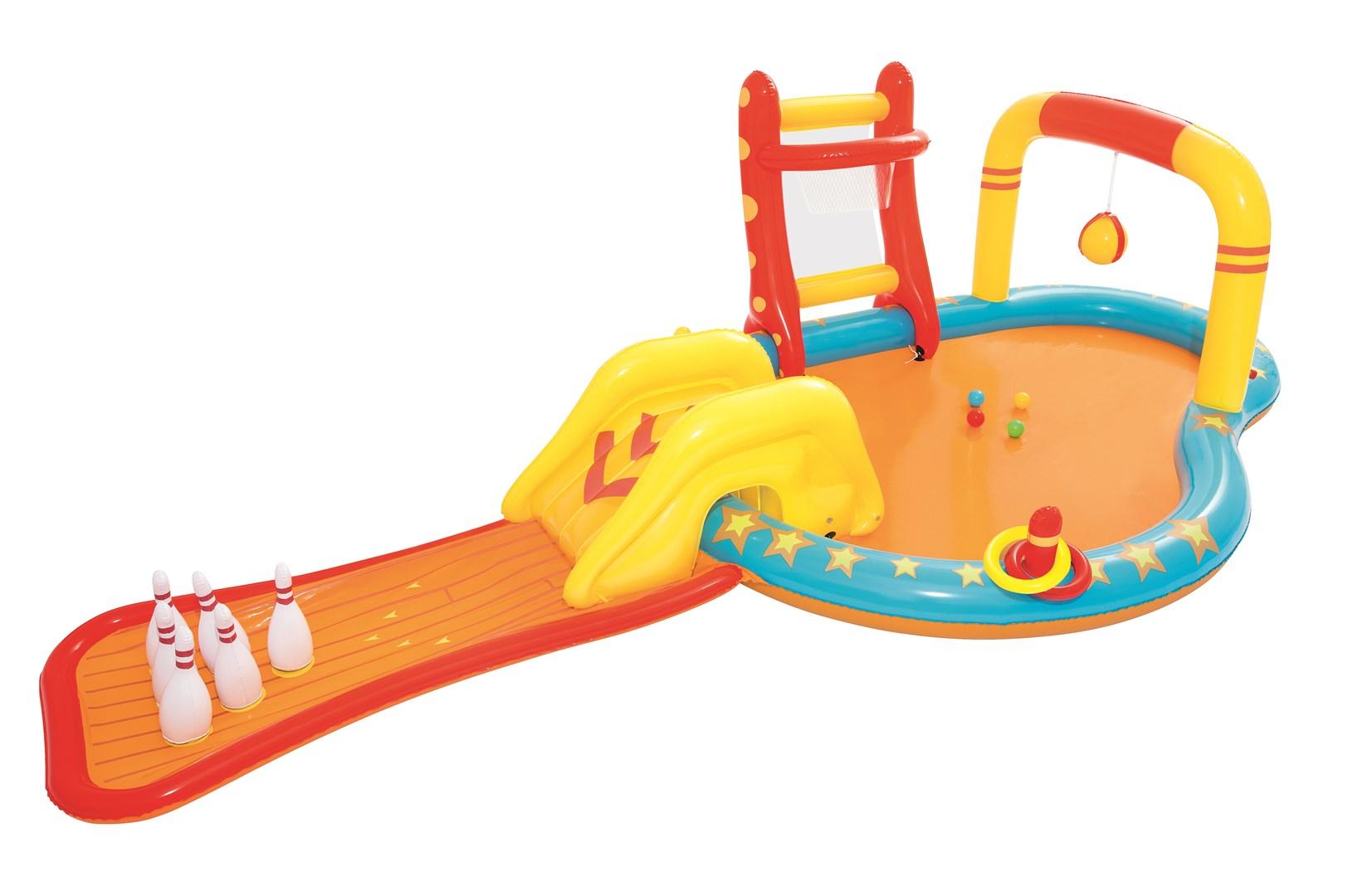 Bestway 53068 oppusteligt legecenter - multicolor pool med rutsjebane billede