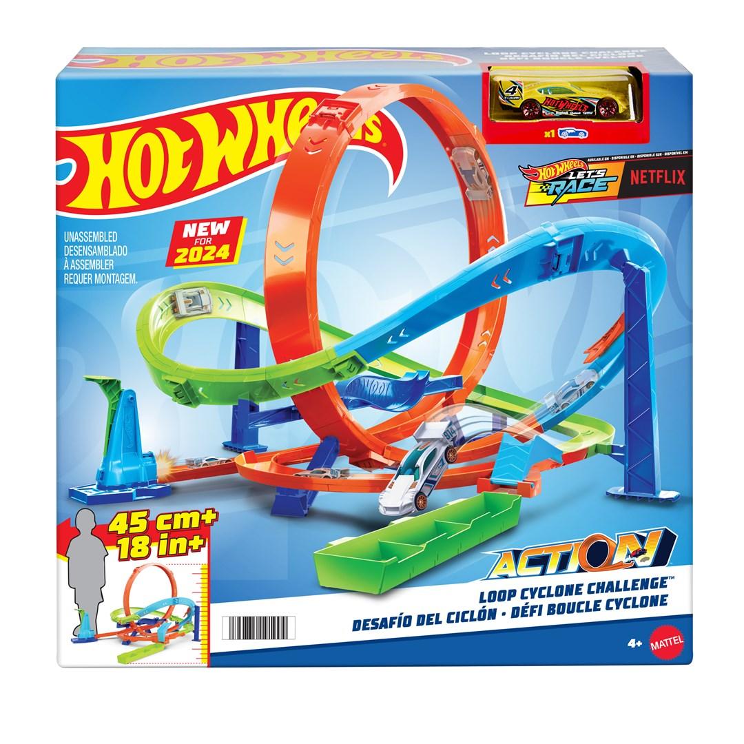 Hot Wheels Action Loop Cyclone Challenge - bil- og banelayout 1:64 (HTK16)
