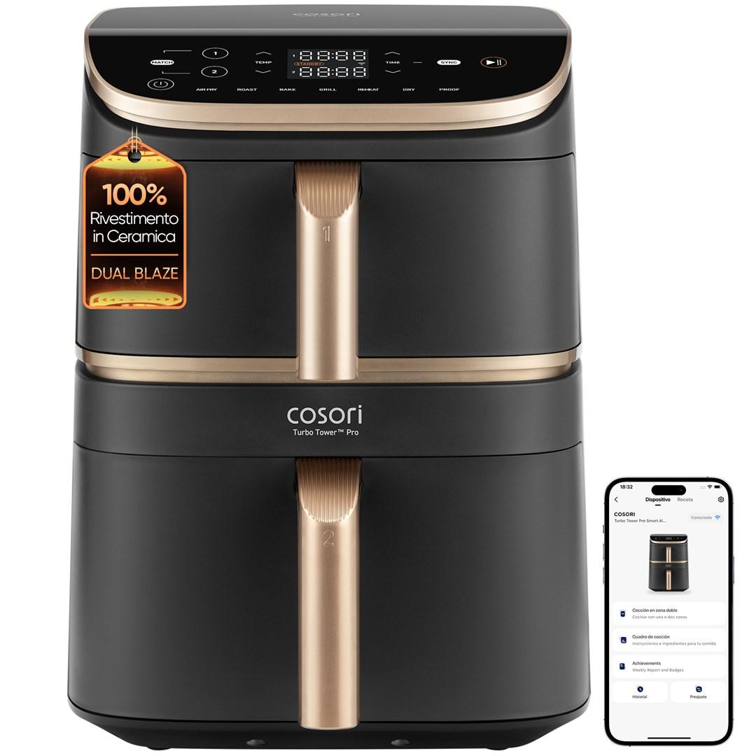 COSORI Turbo Tower Pro Smart luftfriture - 10,8 l, 2.630 W, sort/guld billede