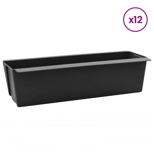 Blomsterkasser til Euro-paletter 12 stk Sort 36 x 13,5 x 9,5 cm