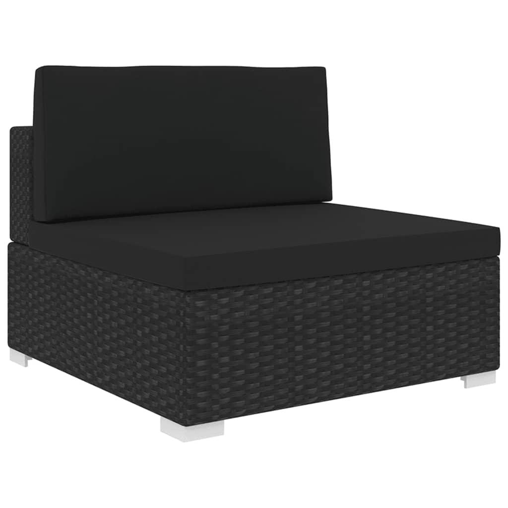 Midtermodul til havesofa med hynder polyrattan sort