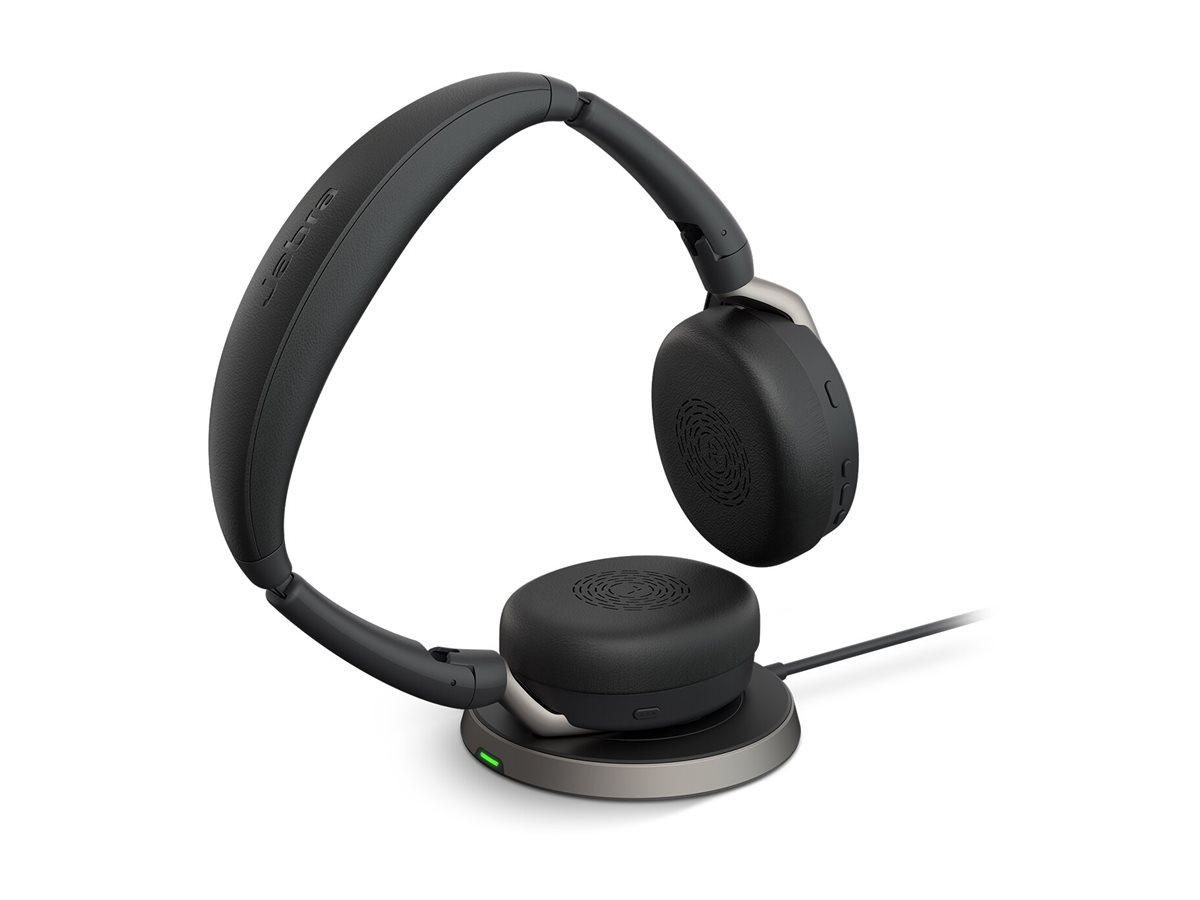Jabra Evolve2 65 Flex UC Stereo trådløst headset - sort (med trådløs opladningsblok) billede