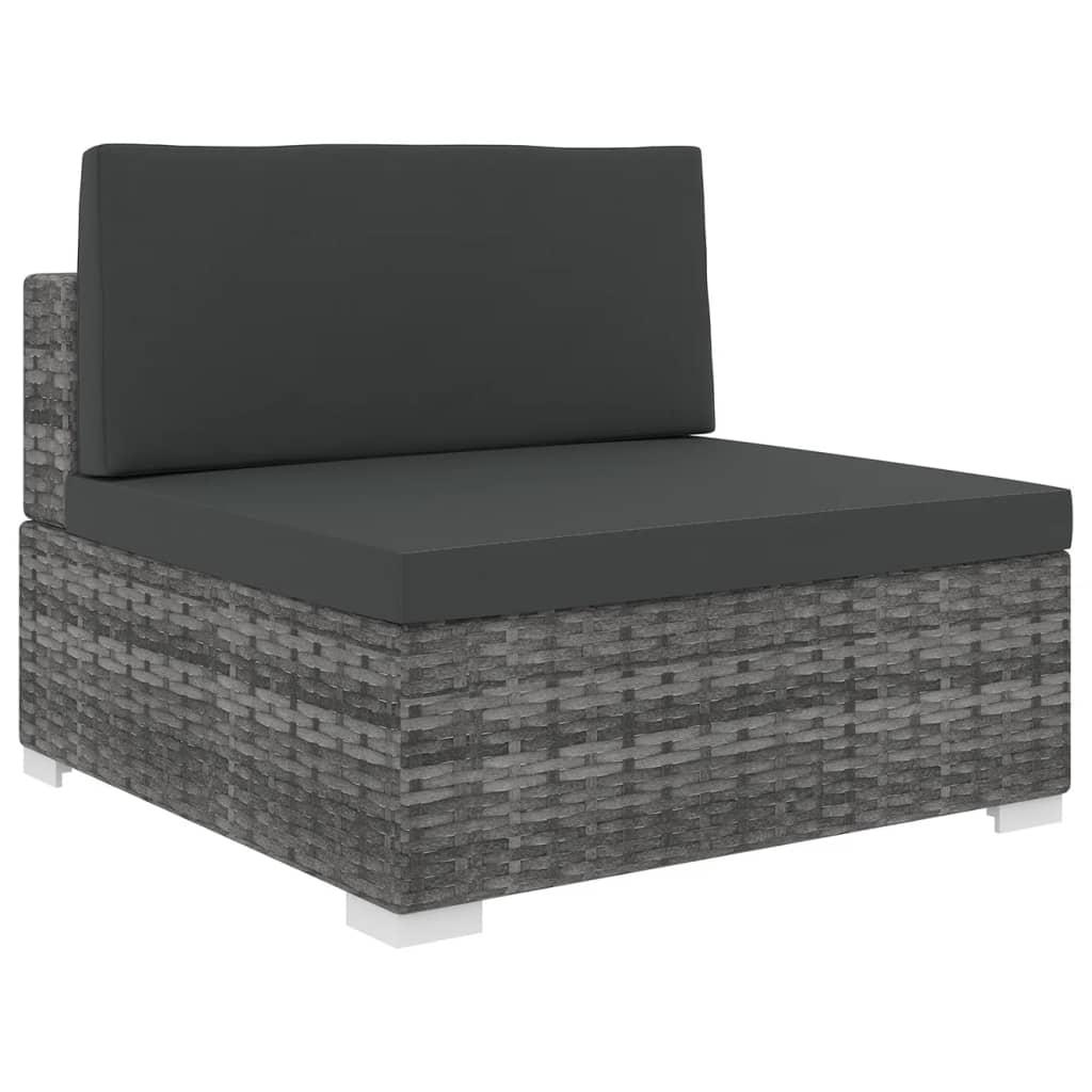 Midtermodul til havesofa med hynder polyrattan grå