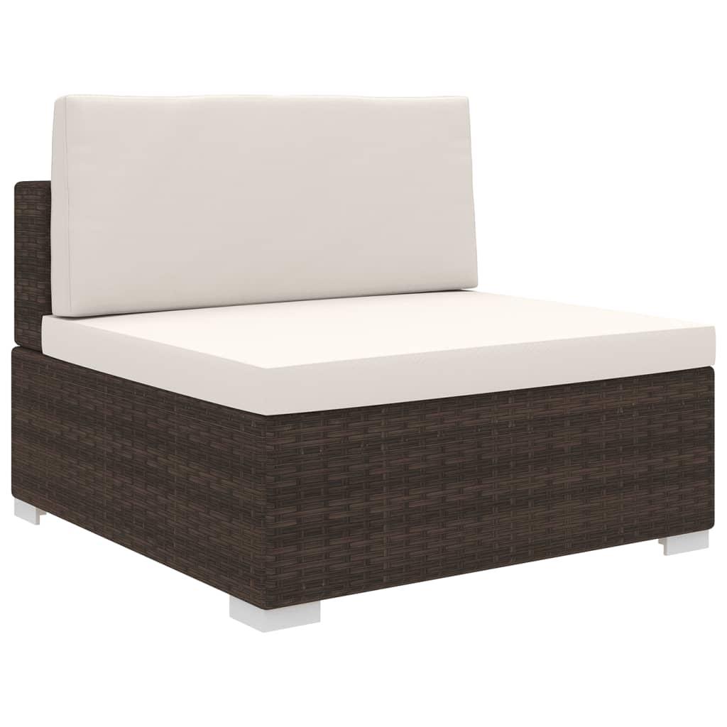 Midtermodul til havesofa med hynder polyrattan brun