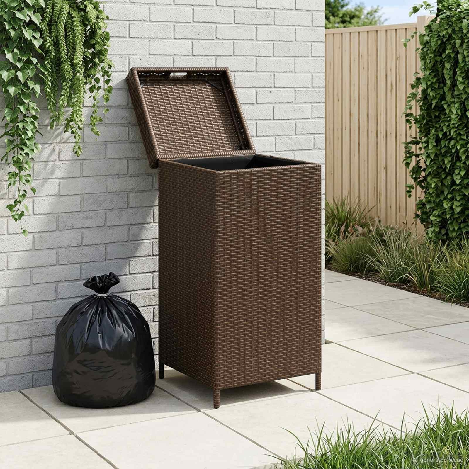 Udendørs affaldsspand Brun 40 x 40 x 80 cm polyrattan
