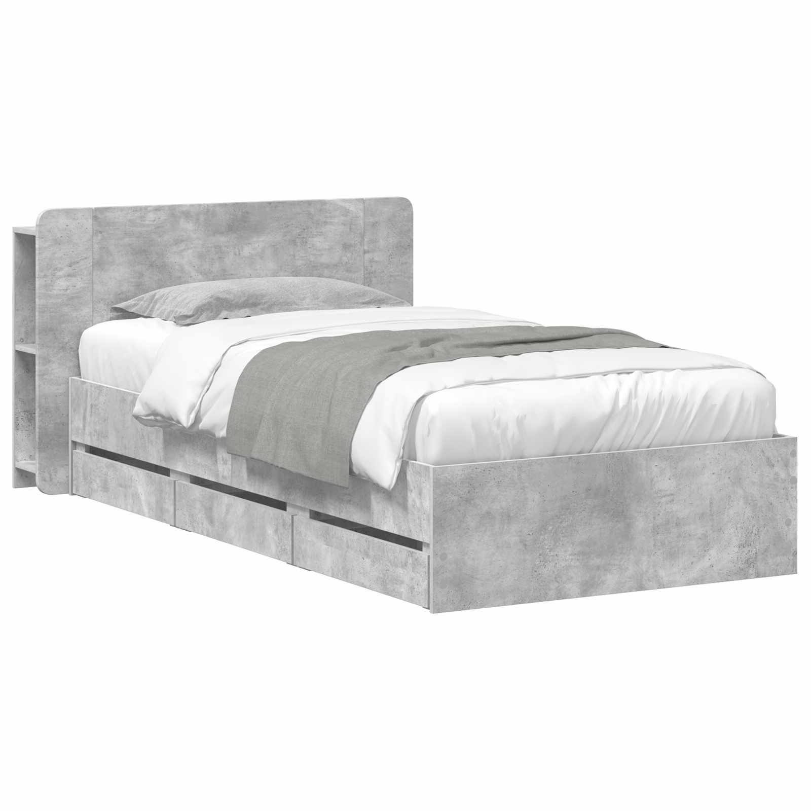Sengestel med opbevaring Betongrå 75 x 190 cm Konstrueret træ