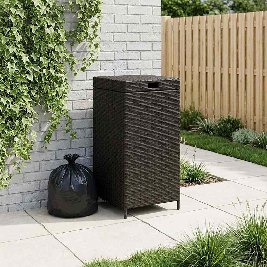 Udendørs affaldsspand Sort 40 x 40 x 80 cm polyrattan