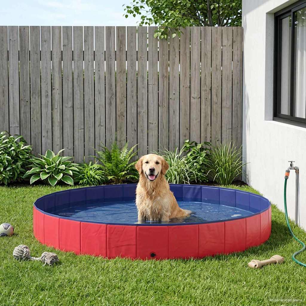 Foldbar hundepool i tyk PVC - rød Ø300 × 38 cm