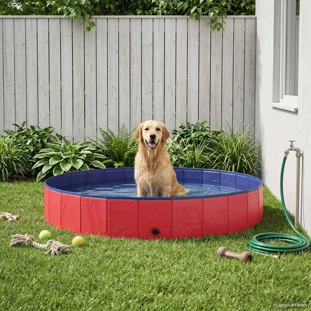 Foldbar hundepool i tyk PVC - rød Ø200 × 30 cm