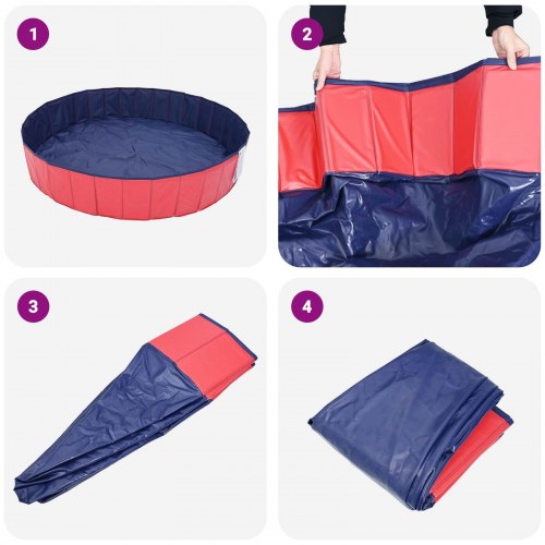 Foldbar hundepool i tyk PVC - rød Ø200 × 30 cm