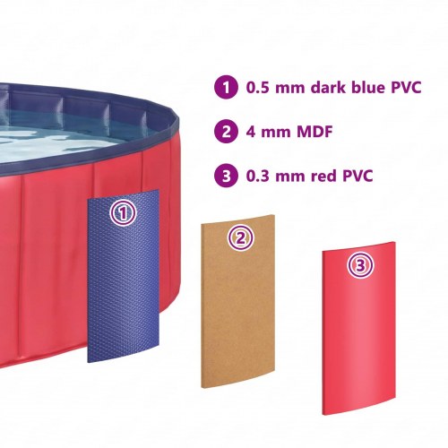 Foldbar hundepool i tyk PVC - rød Ø200 × 30 cm