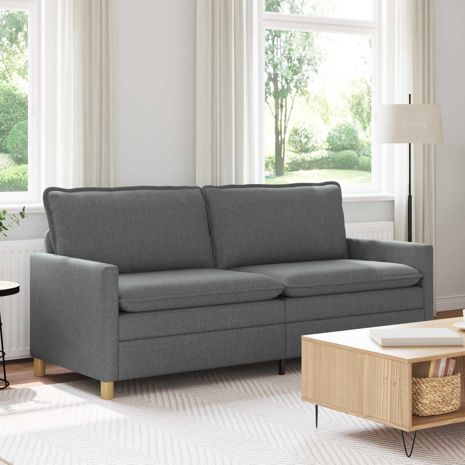 3-personers sofa i stof - mÃ¸rkegrÃ¥, 196 Ã 81 Ã 87,5 cm