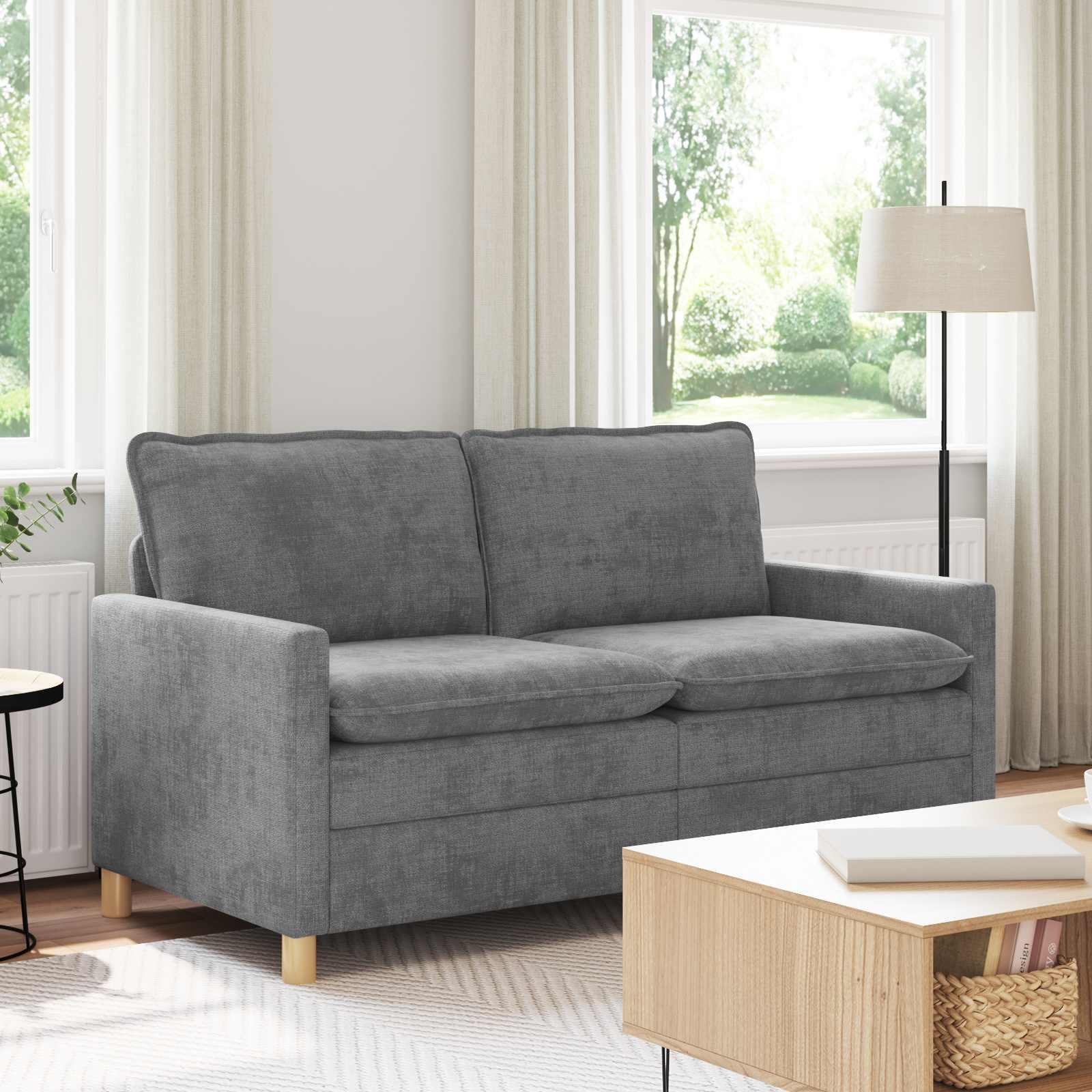 2-personers sofa i lysegrå polyester - 156 × 81 × 87,5 cm