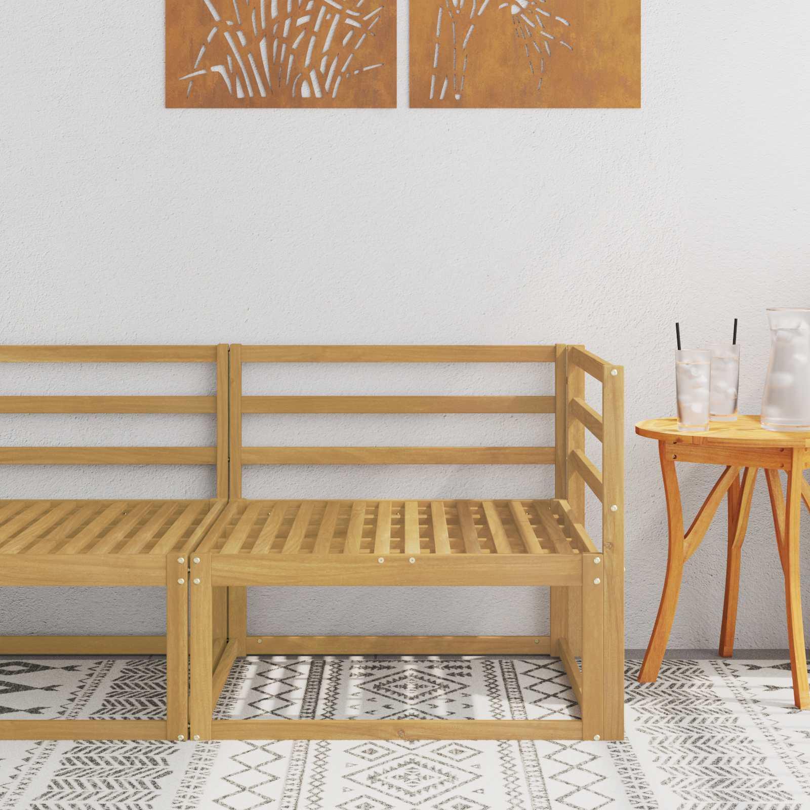 Udendørs hjørnesofa i massivt akacietræ - hvid, 83 × 83 × 73 cm