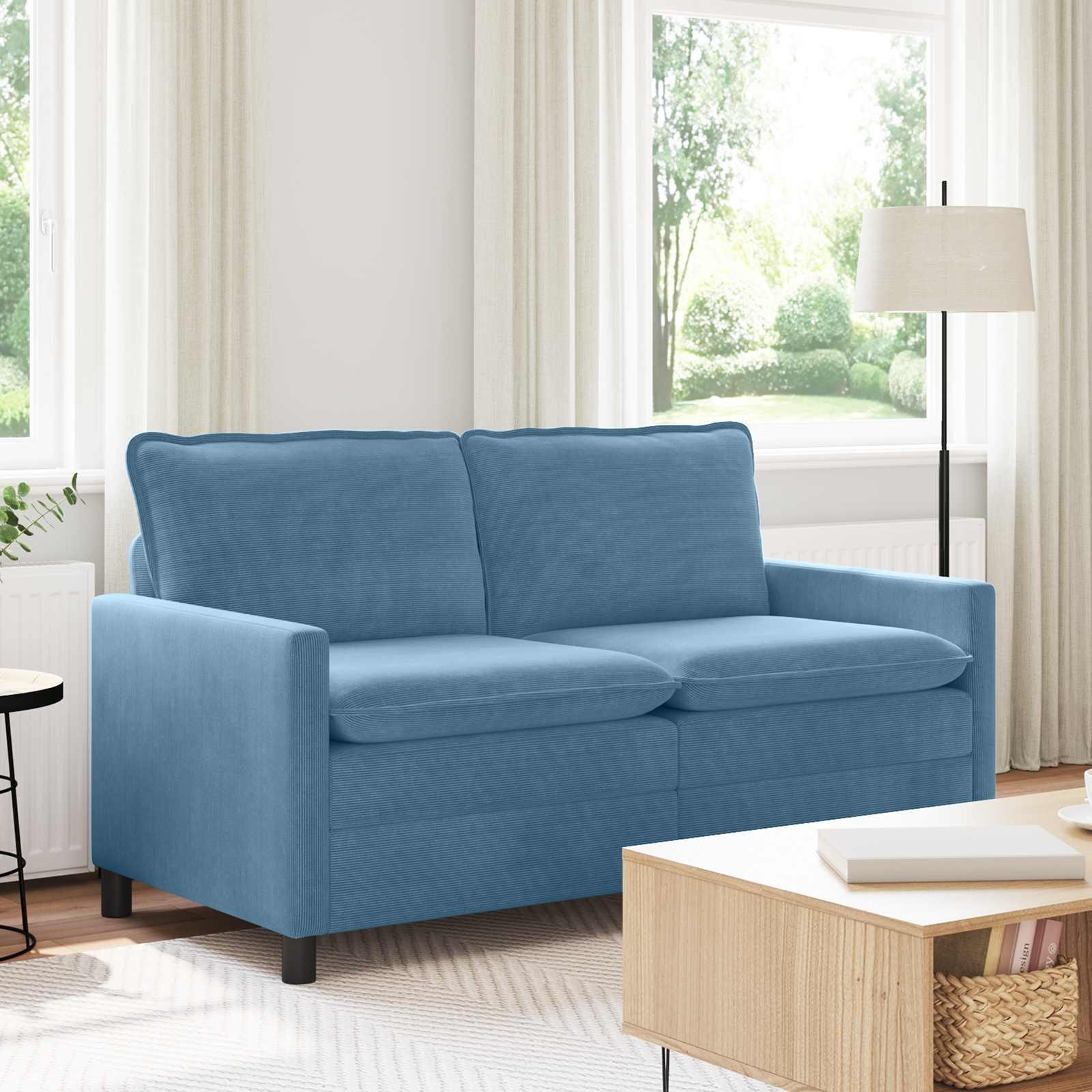2-personers sofa i corduroy - blå, 156 × 81 × 87,5 cm