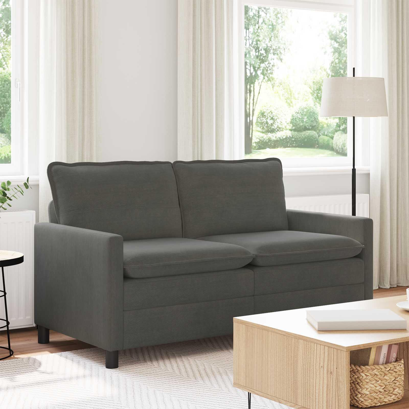 2-personers sofa i corduroy - mørkegrå, 156 × 81 × 87,5 cm