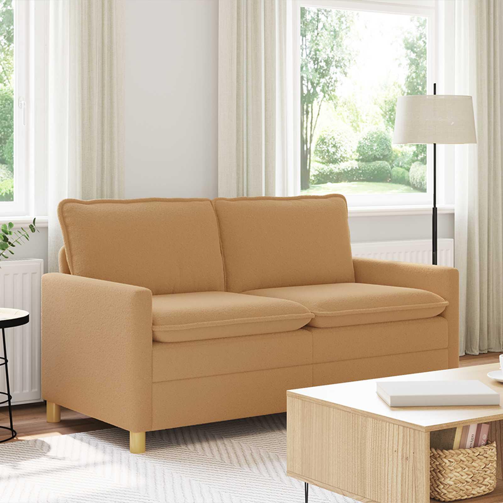 2-personers sofa i beige stof - 156 × 81 × 87,5 cm