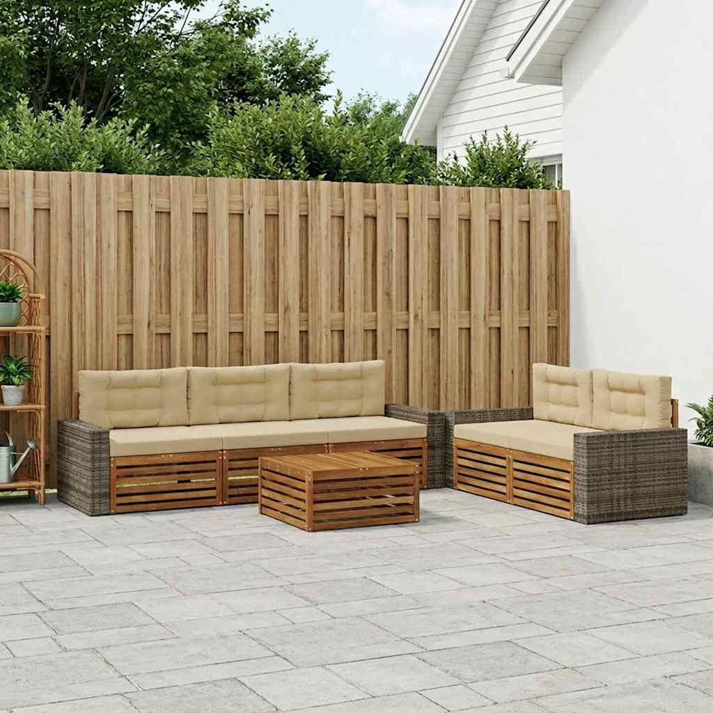 Udendørs sofagruppe 6 stk Naturlig og Beige