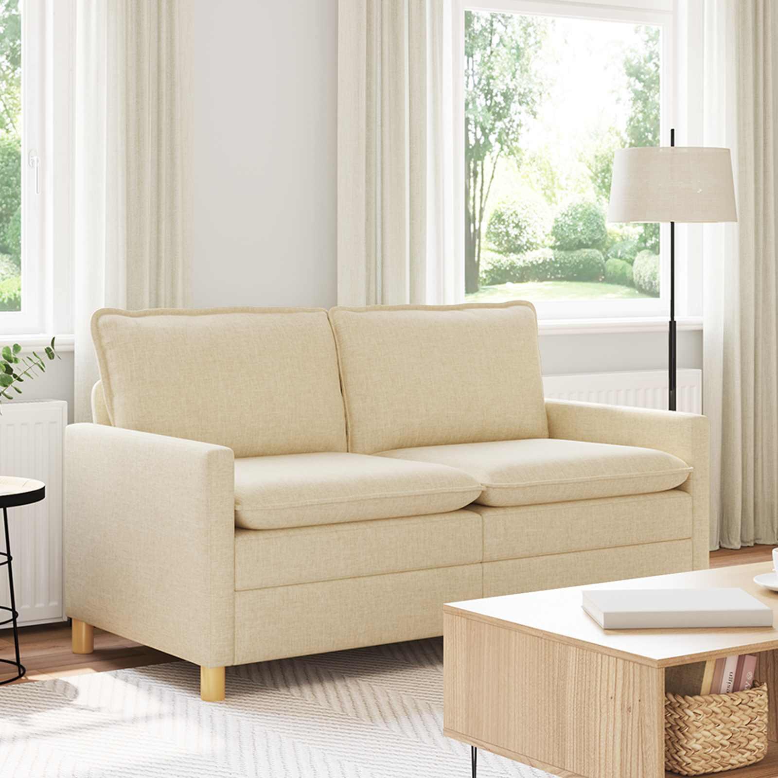 2-personers sofa i stof - creme, 156 Ã 81 Ã 87,5 cm