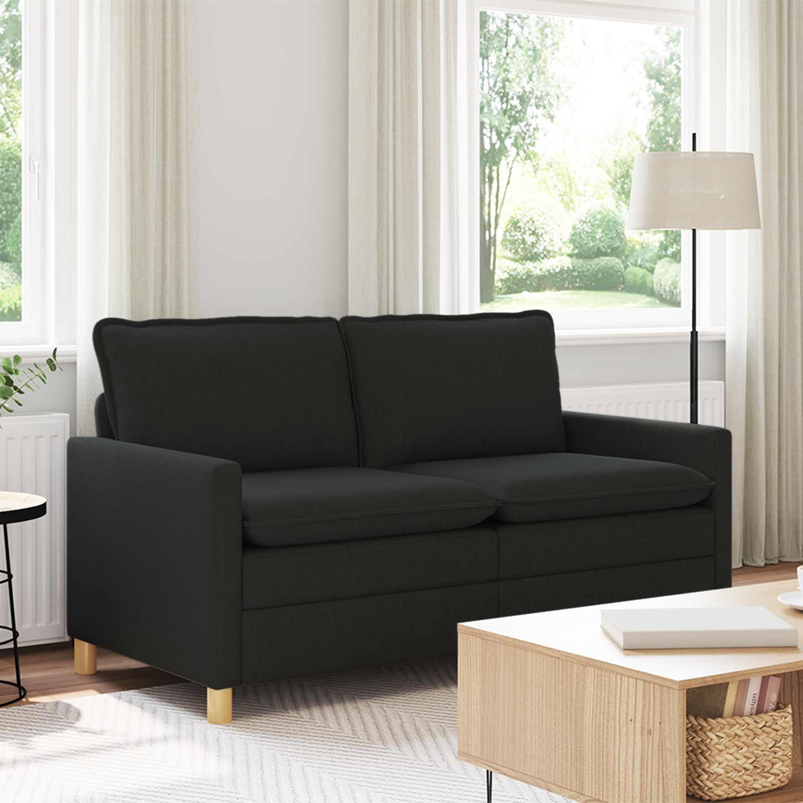 Sofa i stof - sort 2-pers. 156 Ã 81 Ã 87,5 cm