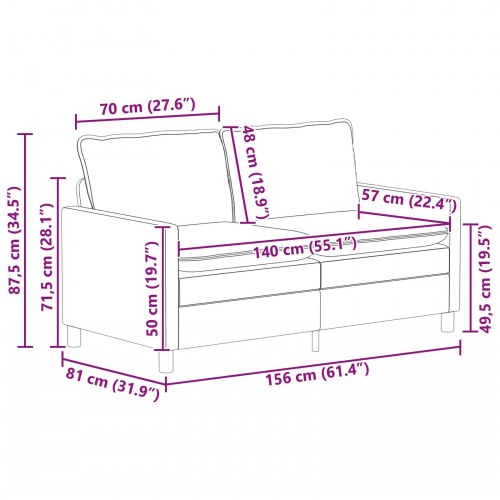 Sofa i stof - sort 2-pers. 156 × 81 × 87,5 cm