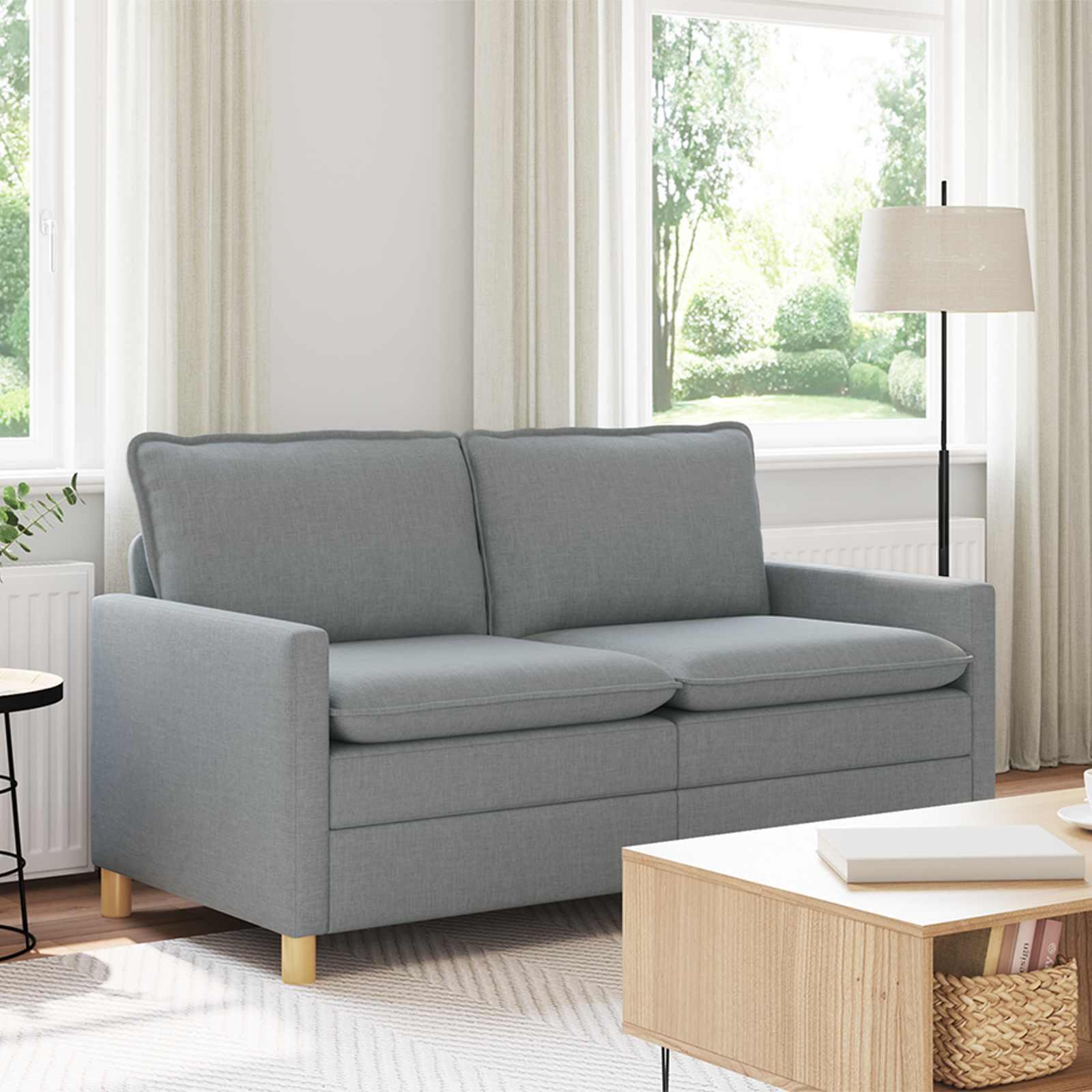 2-personers sofa i lysegrÃ¥ stof - 156 Ã 81 Ã 87,5 cm