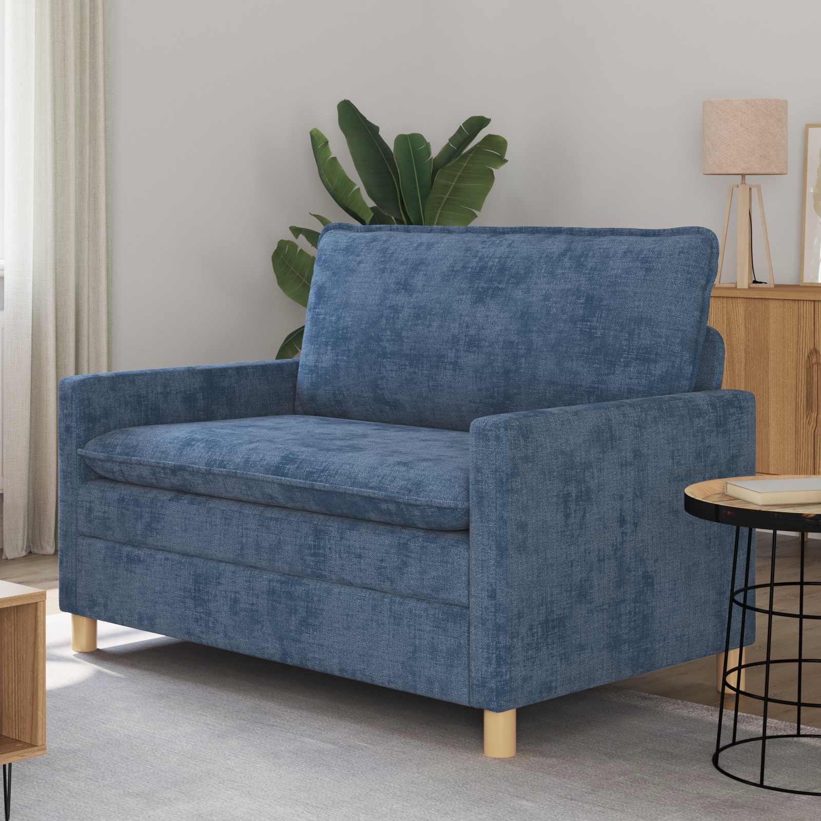 2-personers sofa i blå polyester - 126 × 81 × 87,5 cm