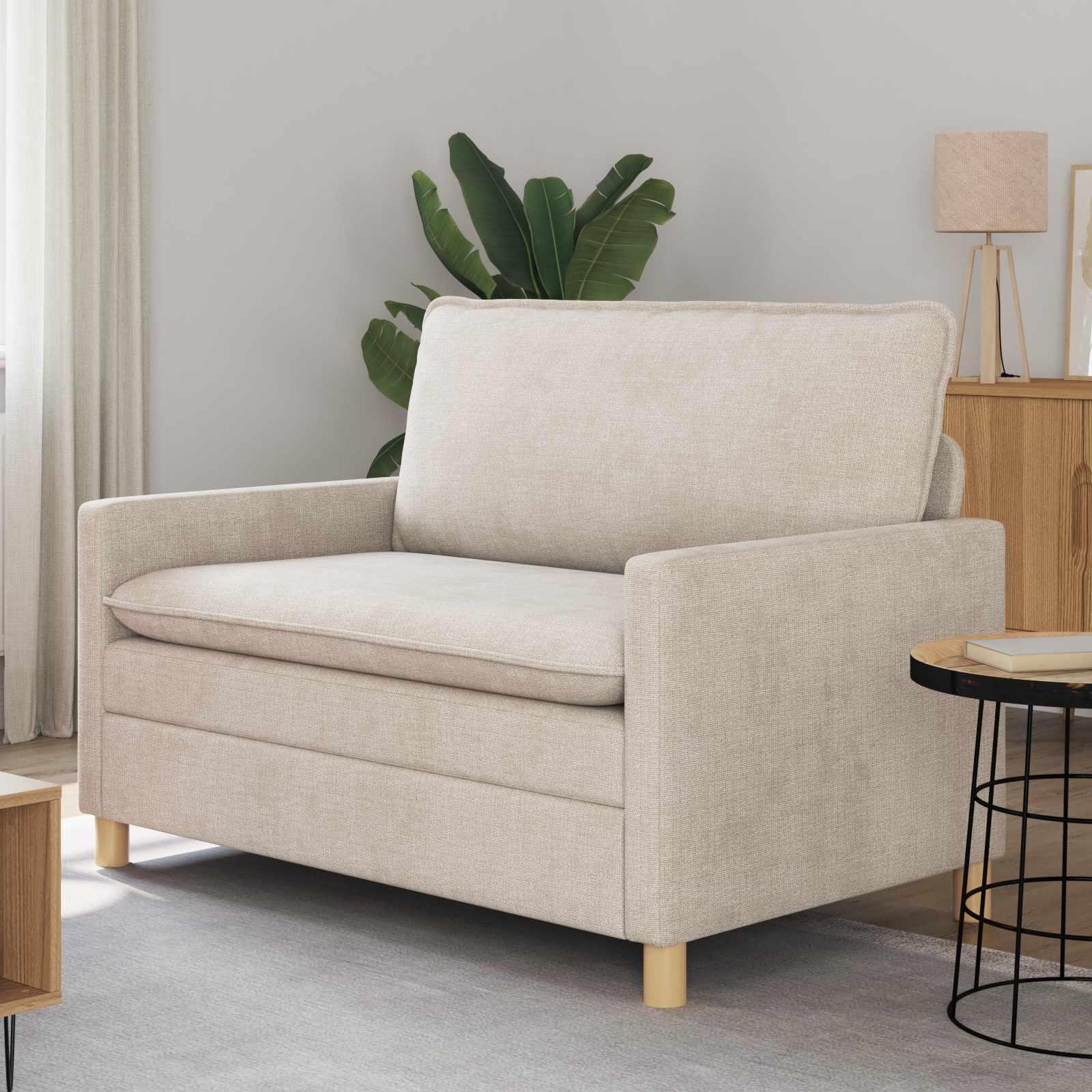 Sofa i polyester - cremefarvet 2-personers, 126 × 81 × 87,5 cm