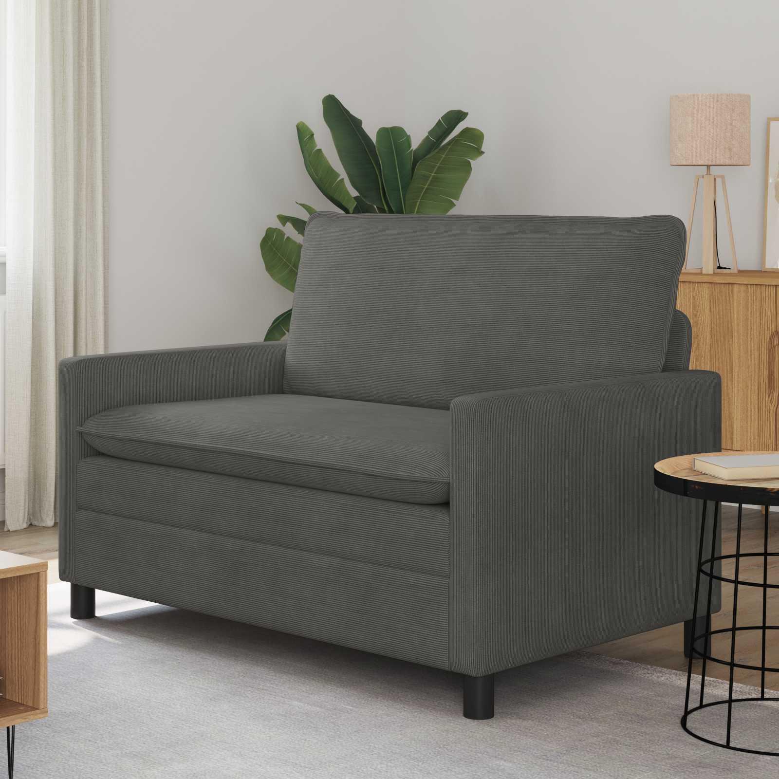 Sofa i corduroy - mørkegrå 2-personers, 126 × 81 × 87,5 cm