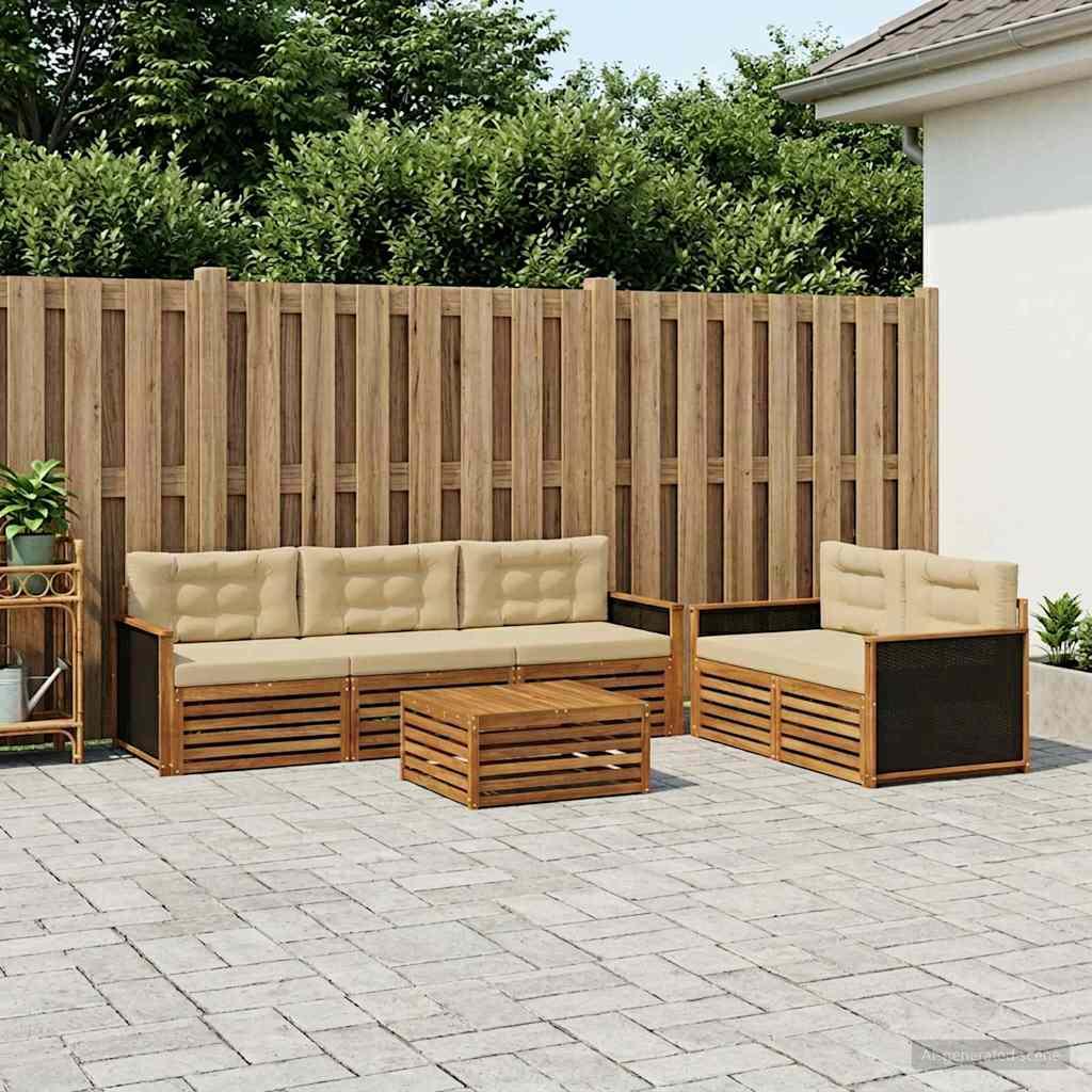 Udendørs sofagruppe 6 stk Naturlig og Beige