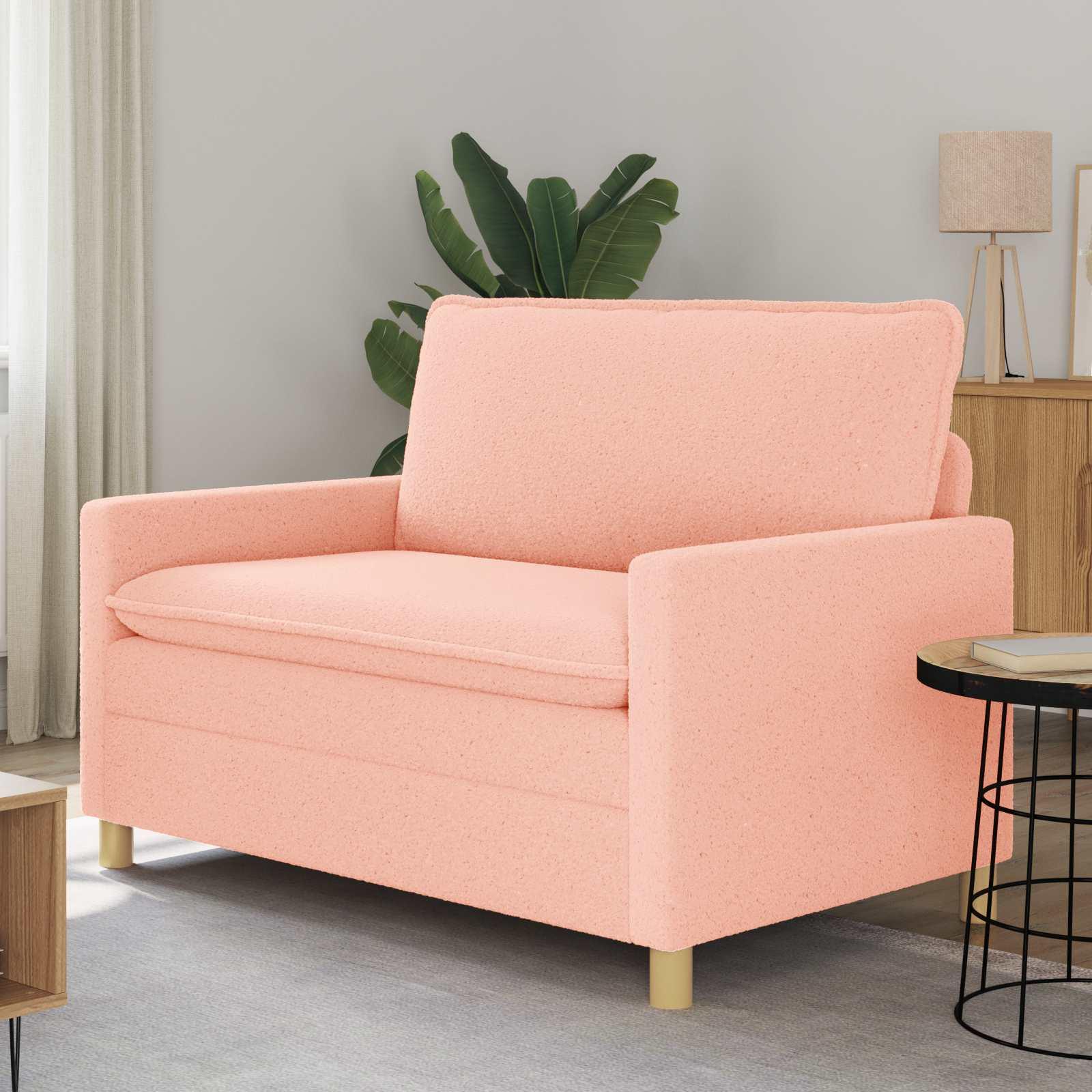2-personers sofa i stof - lyserød, 126 × 81 × 87,5 cm