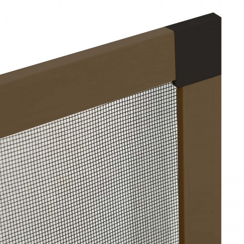 Insektnet til vinduer - brun ramme 120 × 140 cm i aluminium og glasfiber