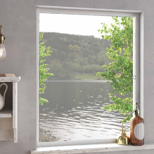 Insektnet til vinduer - hvid 120 × 140 cm i aluminium og glasfiber