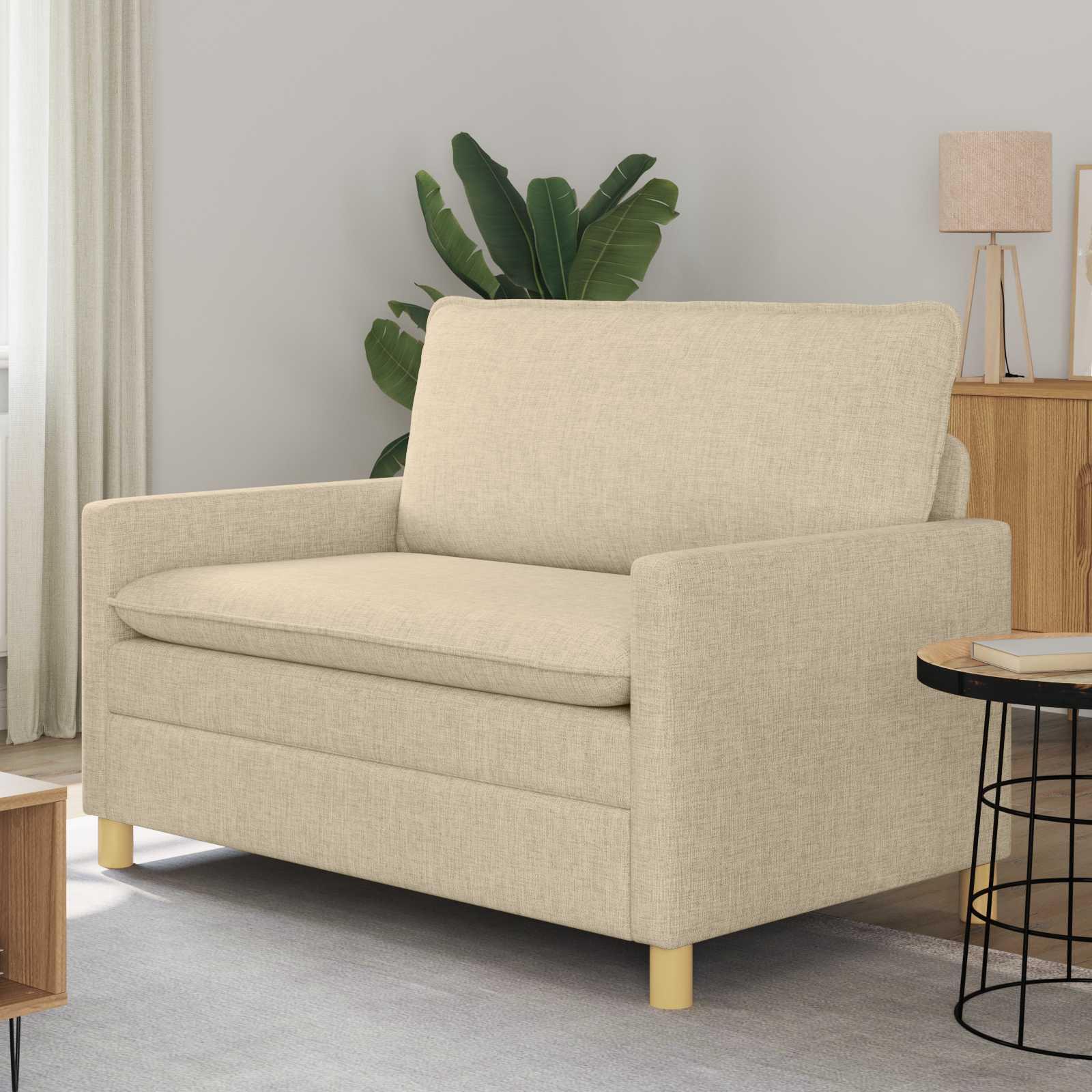2-personers sofa i stof - creme, 126 × 81 × 87,5 cm