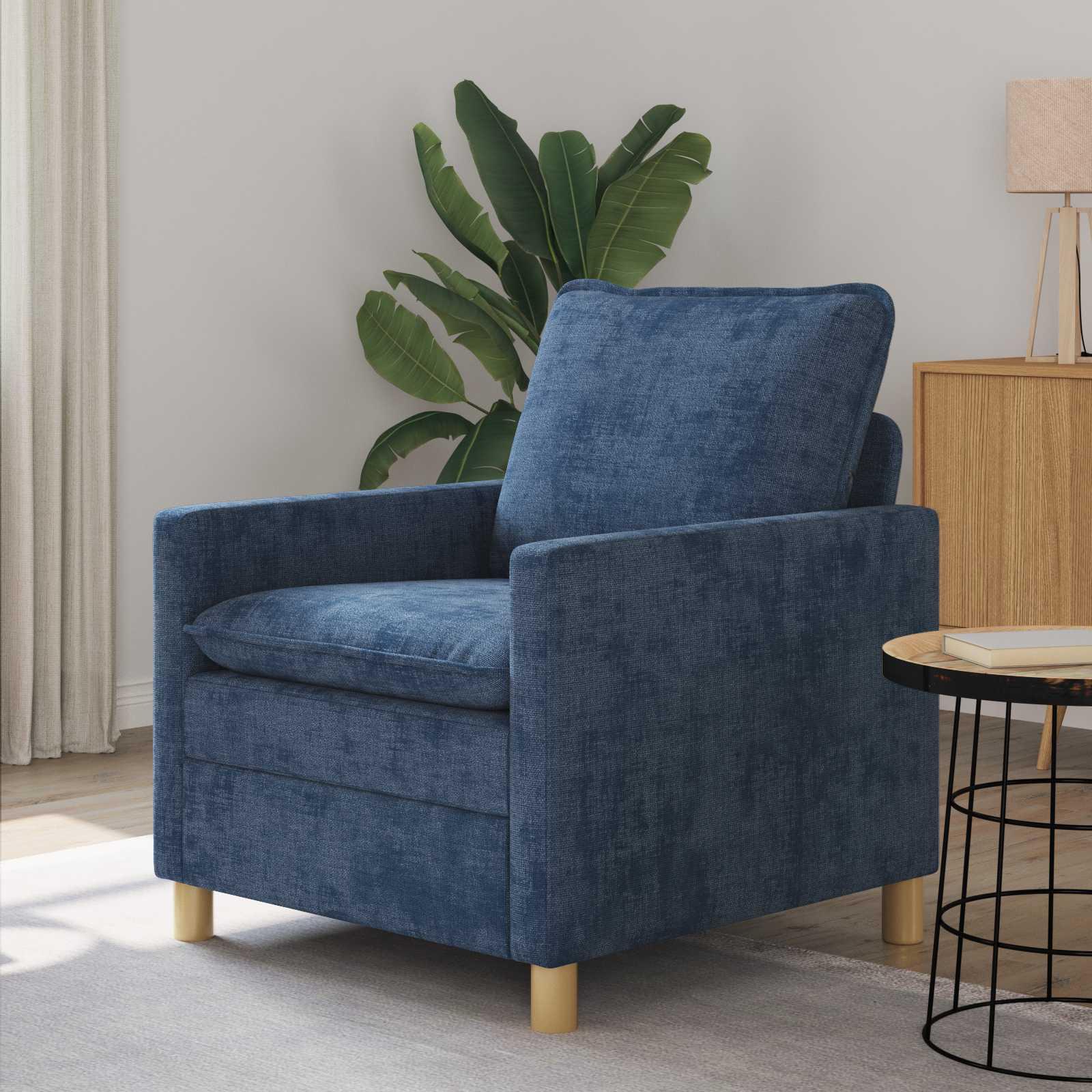 1-persons sofa i blå polyester - 76 × 81 × 87,5 cm