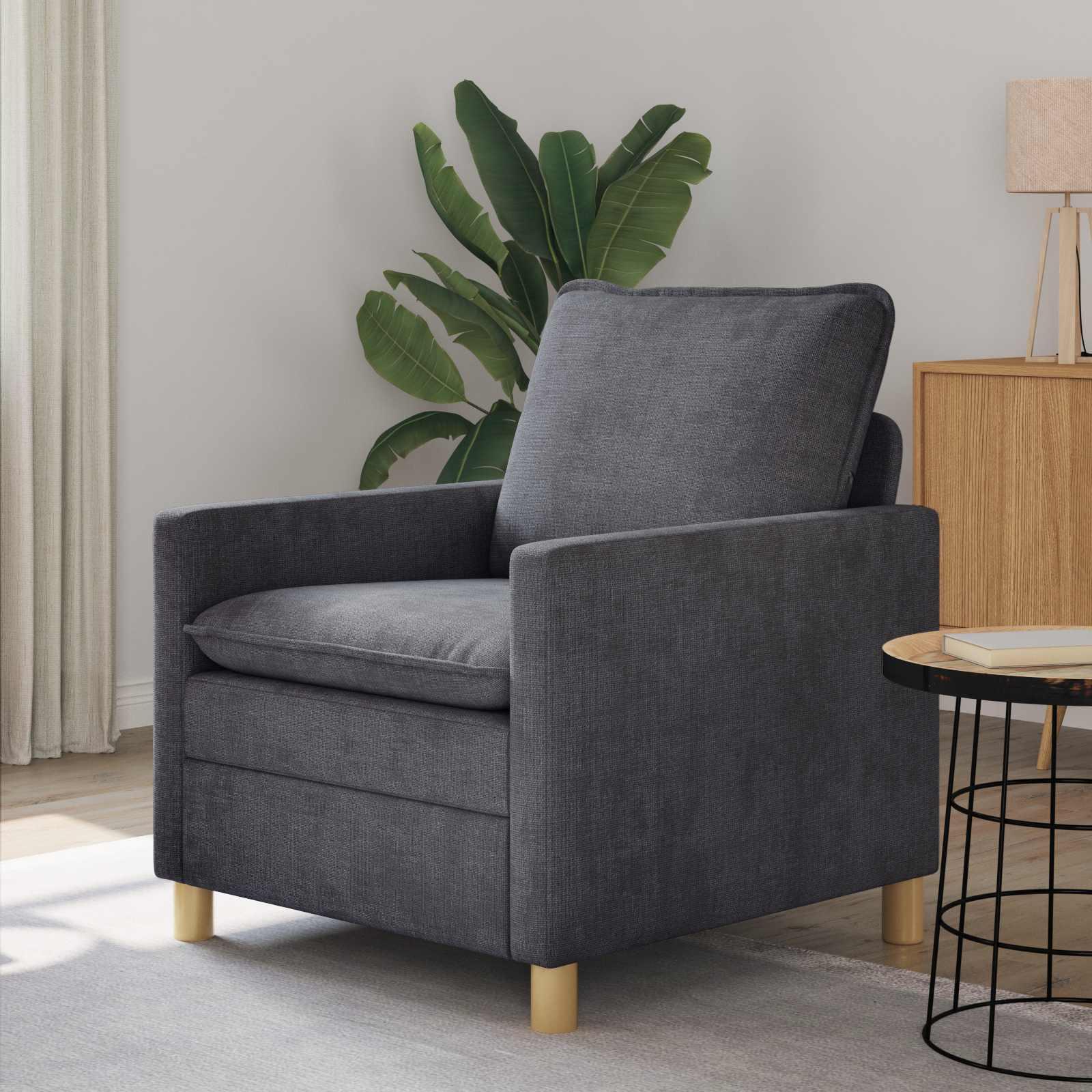 Sofa i polyester - mørkegrå lænestol 76 × 81 × 87,5 cm