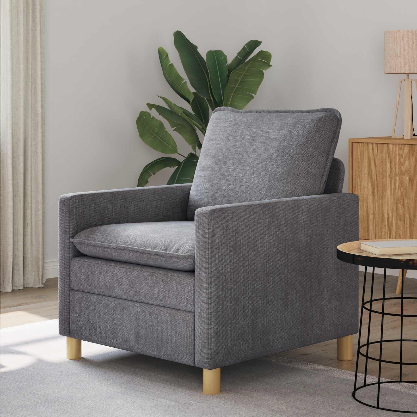 Sofa i polyester - lysegrå 76 × 81 × 87,5 cm, 1-personers